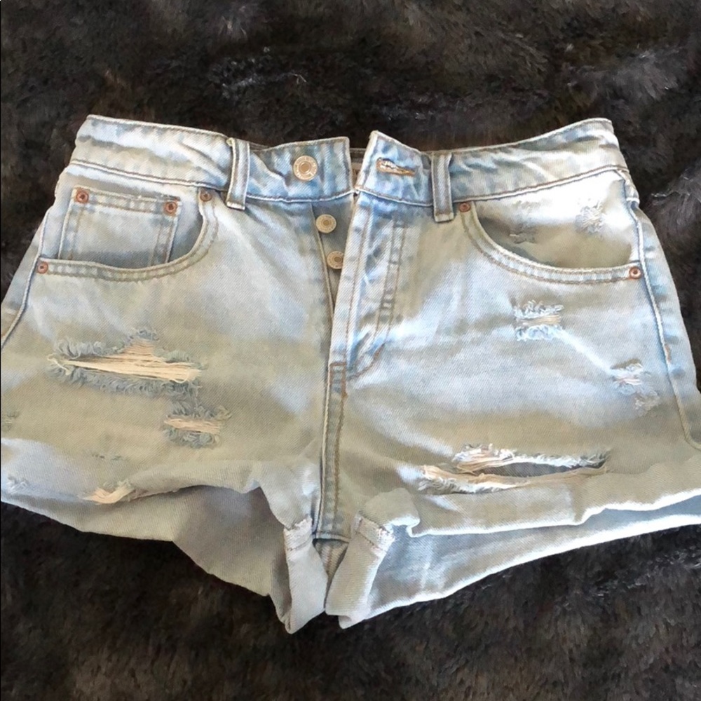 Distressed jean shorts